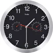 vidaXL Wanduhr mit Quarzwerk, Hygrometer und Thermometer 30 cm Schwarz