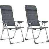 vidaXL Campingstuhl 2 Stk. Grau 58 x 69 x 111 cm Aluminium
