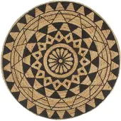 vidaXL Teppich Handgefertigt Jute Schwarzer Druck 120 cm