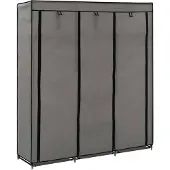 vidaXL Kleiderschrank mit Fächern und Stangen Grau 150x45x175cm Stoff