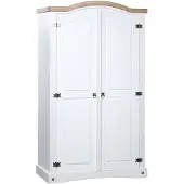 vidaXL Kleiderschrank Mexiko-Stil Kiefernholz 2 Türen Weiß