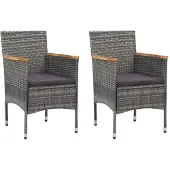 vidaXL Garten-Essstühle 2 Stk. Poly Rattan Grau