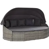vidaXL Outdoor-Loungebett mit Dach Grau