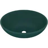 vidaXL s Ovales Waschbecken Matt Dunkelgrün 40x33 cm Keramik