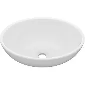 vidaXL s Ovales Waschbecken Matt Weiß 40x33 cm Keramik