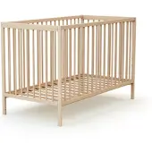 AT4 - Babybett Holz 60x120cm SONA Buche Natur |124 x 64,5 x 82 cm | Kinderbett| Lattenrost | Bett mit Gitterstäben | Verstellbarer Lattenrost in 3 Höhen