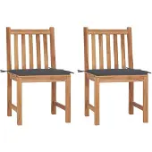 vidaXL Gartenstühle 2 Stk. mit Kissen Massivholz Teak