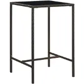 vidaXL Garten-Bartisch Braun 70x70x110 cm Poly Rattan und Glas