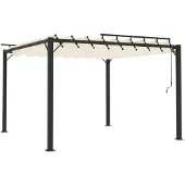 vidaXL Pergola mit Lamellendach 3x3 m Creme Stoff und Aluminium