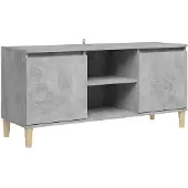 vidaXL TV-Schrank mit Massivholz-Beinen Betongrau 103,5x35x50 cm