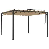 vidaXL Pergola mit Lamellendach 3x3 m Taupe Stoff und Aluminium