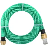 vidaXL Saugschlauch mit Messing-Anschlüssen Grün 1,1" 5 m PVC