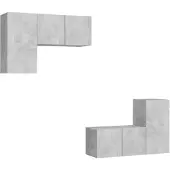 vidaXL 4-tlg. TV-Schrank-Set Betongrau Holzwerkstoff