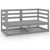vidaXL Gartensofa 2-Sitzer Grau Massivholz Kiefer