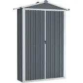 vidaXL Gerätehaus Grau 116x45x175 cm Verzinkter Stahl