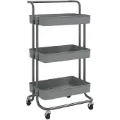 vidaXL Küchenwagen 3 Etagen Grau 42x35x85 cm Eisen und ABS