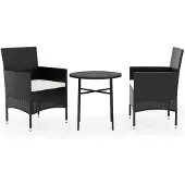 vidaXL 3-tlg. Garten-Essgruppe Poly Rattan Schwarz