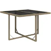vidaXL Gartentisch Beige 109x107x74 cm Poly Rattan und Glas