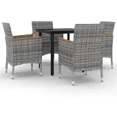 vidaXL 5-tlg. Garten-Essgruppe mit Auflagen Poly Rattan und Glas