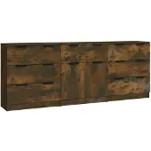 vidaXL 3-tlg. Sideboard Räuchereiche Holzwerkstoff