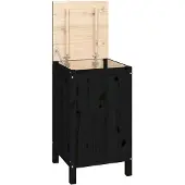 vidaXL Wäschetruhe Schwarz 44x44x76cm Massivholz Kiefer Wäschekorb Holztruhe