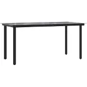 vidaXL Garten-Esstisch Schwarz 160x80x74 cm Stahl und Hartglas
