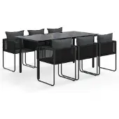 vidaXL 7-tlg. Garten-Essgruppe Schwarz