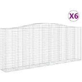 vidaXL Gabionen mit Hochbogen 6 Stk. 400x50x160/180cm Verzinktes Eisen