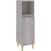 vidaXL Badschrank Grau Sonoma 30x30x100 cm Holzwerkstoff