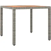 vidaXL Gartentisch mit Holzplatte Grau Poly Rattan & Massivholz Akazie