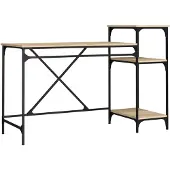 vidaXL Schreibtisch mit Regal Sonoma-Eiche 135x50x90 cm Holzwerkstoff