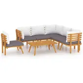 vidaXL 7-tlg. Garten-Lounge-Set mit Kissen Massivholz Akazie