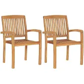 vidaXL Garten-Essstühle 2 Stk. Stapelbar Teak Massivholz