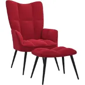 vidaXL Relaxsessel mit Hocker Weinrot Samt