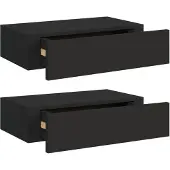 vidaXL - Wandregal - 2 - Stück - mit - Schublade - 40x23,5x10 - cm - MDF - schwarz