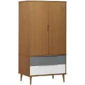 vidaXL Kleiderschrank MOLDE Braun 90x55x175 cm Massivholz Kiefer
