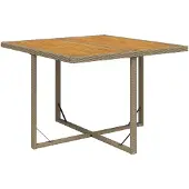 vidaXL Gartentisch Beige 109x107x74 cm Poly Rattan & Massivholz Akazie