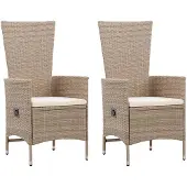 vidaXL Gartenstühle 2 Stk. mit Auflagen Poly Rattan Beige