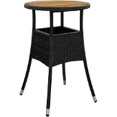 vidaXL Gartentisch Ø60x75 cm Akazienholz und Poly Rattan Schwarz