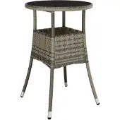 vidaXL Gartentisch Ø60x75 cm Hartglas und Poly Rattan Grau
