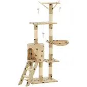 vidaXL Katzenkratzbaum mit Sisal 138 cm Beige Pfoten-Aufdruck