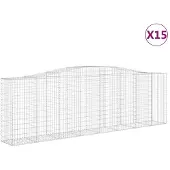 vidaXL Gabionen mit Hochbogen 15 Stk 400x50x120/140cm Verzinktes Eisen