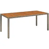 vidaXL Gartentisch mit Holzplatte Grau 190x90x75 cm Poly Rattan