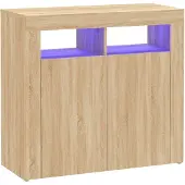 vidaXL Sideboard mit LED-Leuchten Sonoma-Eiche 80x35x75 cm