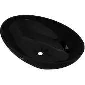 vidaXL Keramik Waschtisch Waschbecken Oval schwarz 40 x 33 cm