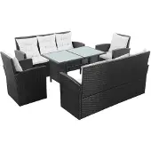 vidaXL 5-tlg. Garten-Lounge-Set mit Auflagen Poly Rattan Schwarz