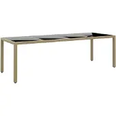 vidaXL Gartentisch mit Glasplatte Beige Poly Rattan