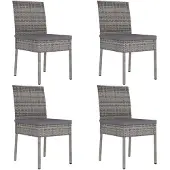 vidaXL Garten-Essstühle 4 Stk. Poly Rattan Grau