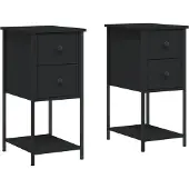 vidaXL Nachttische-2-st-32x42x70-cm-gearbeitet-holz-schwarz