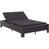 vidaXL 2-Personen-Sonnenliege mit Auflage Schwarz Poly Rattan